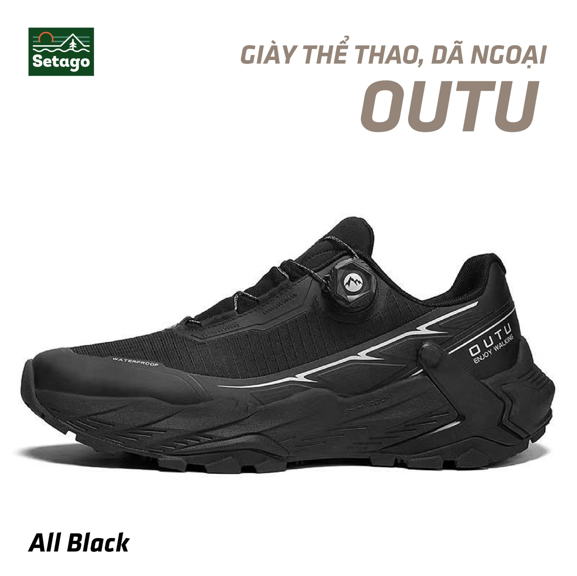 Giày chống nước Outu- đi bộ, hikling, đi chạy trail, leo núi, dã ngoại. Dáng giày cổ thấp chống nước, thoáng khí.