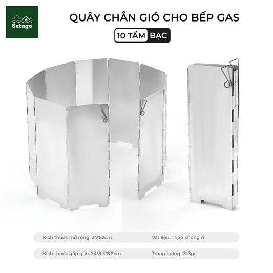 Tấm chắn gió, quây bếp gas chuyên dụng cho bếp ga dã ngoại - 10 tấm bằng thép không gỉ