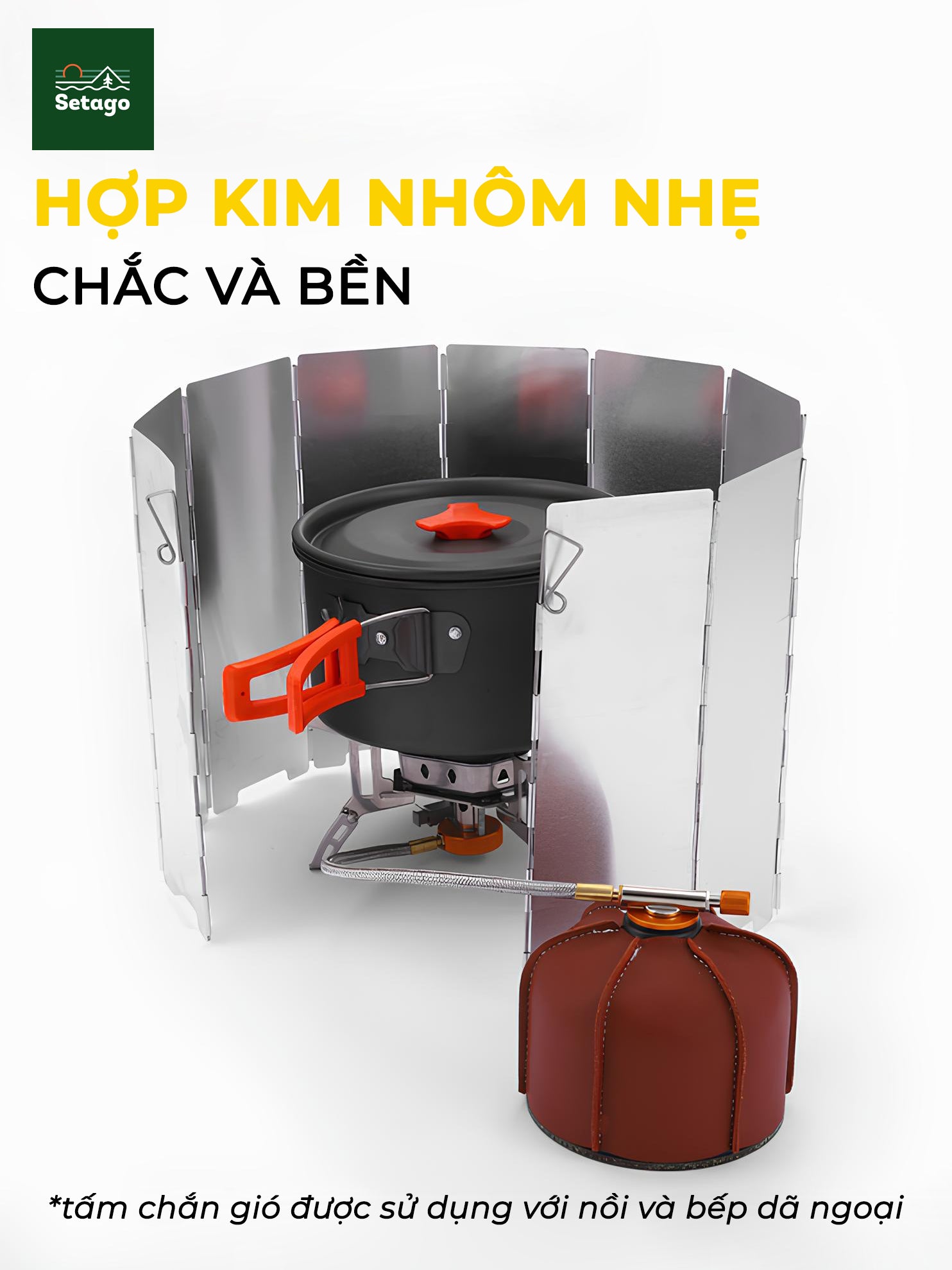 Tấm chắn gió, quây bếp gas chuyên dụng cho bếp ga dã ngoại - 10 tấm bằng thép không gỉ