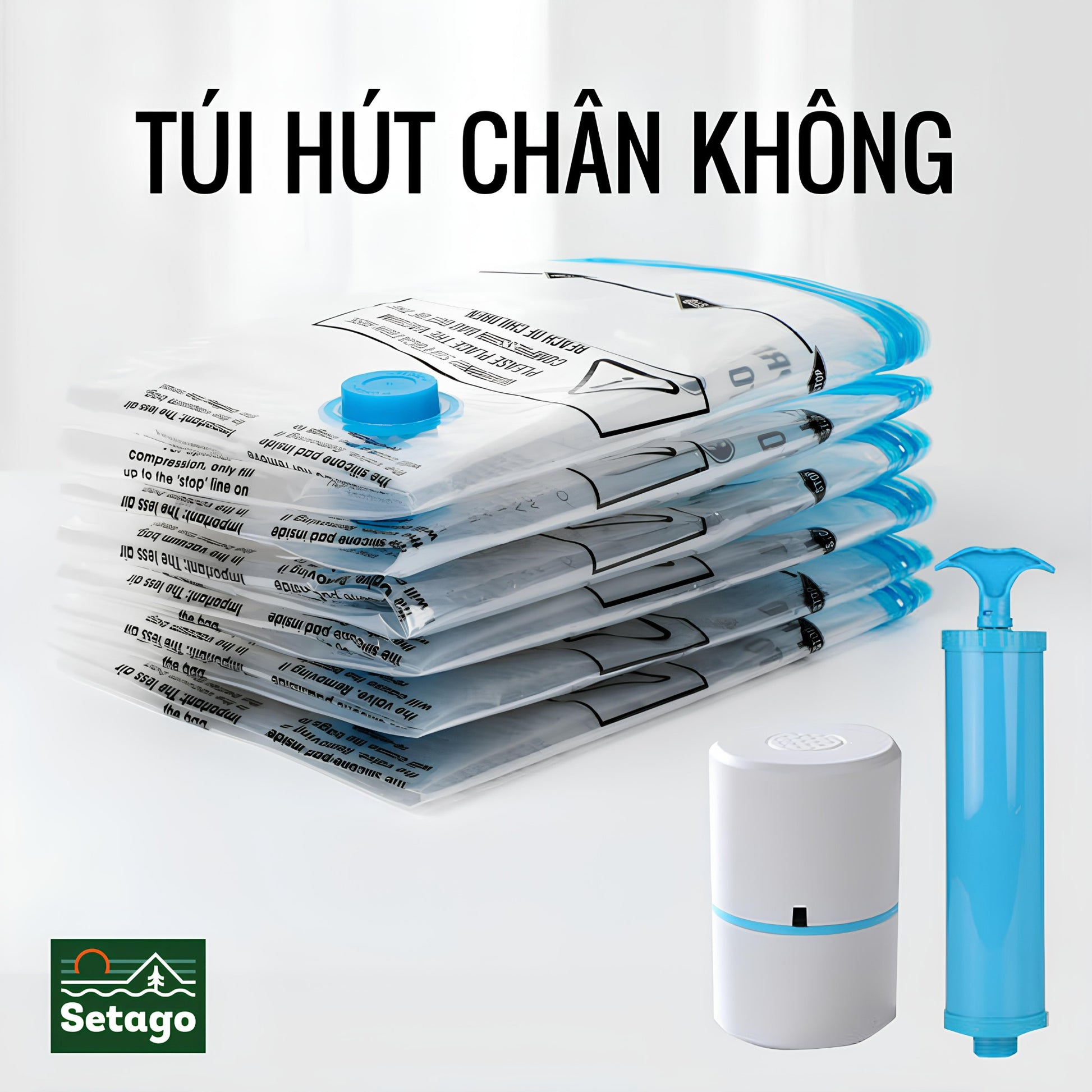 Túi hút chân không-nhỏ gọn, tiện lợi, giúp gấp gọn quần áo đồ đạc tăng diện tích chứa đồ.