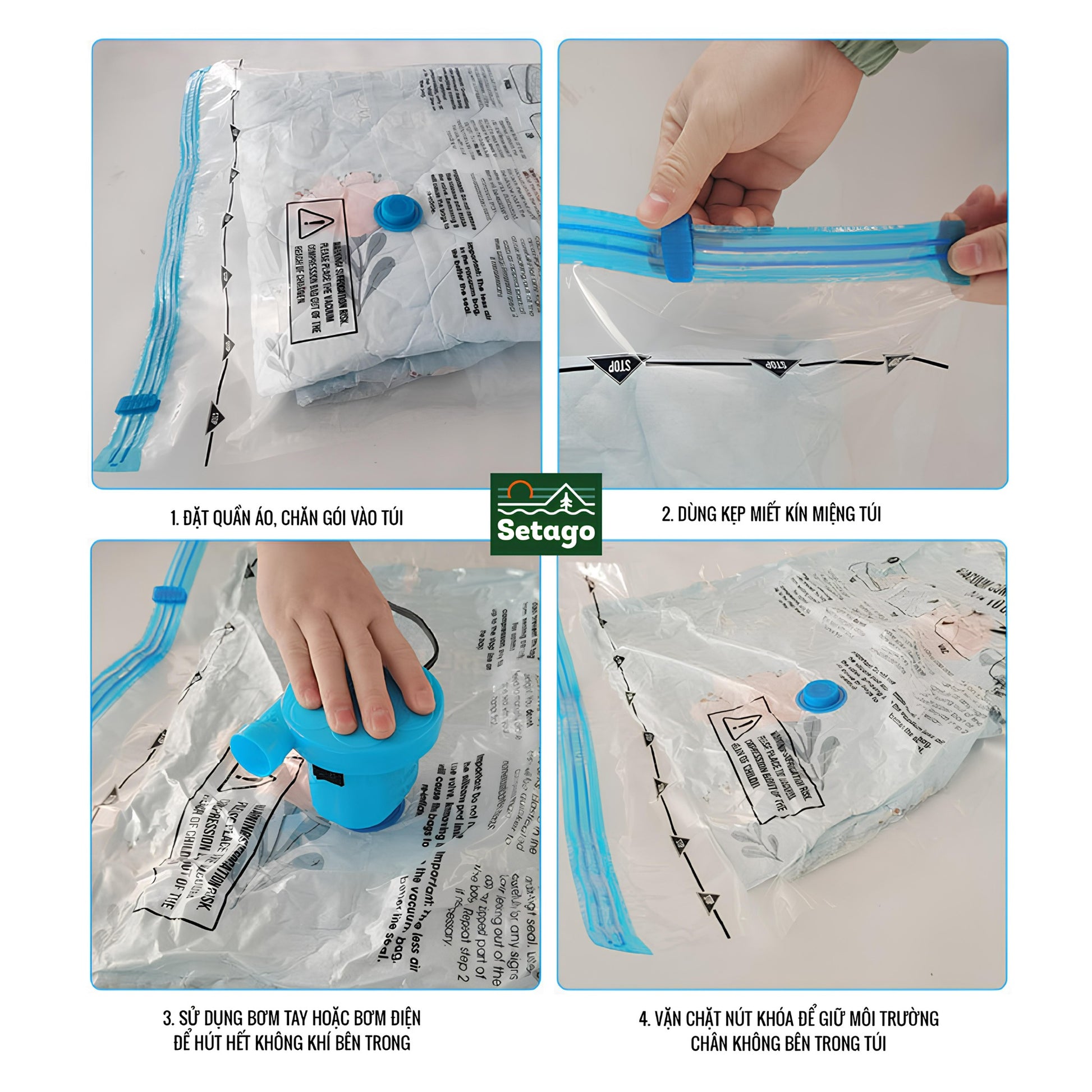 Túi hút chân không-nhỏ gọn, tiện lợi, giúp gấp gọn quần áo đồ đạc tăng diện tích chứa đồ.