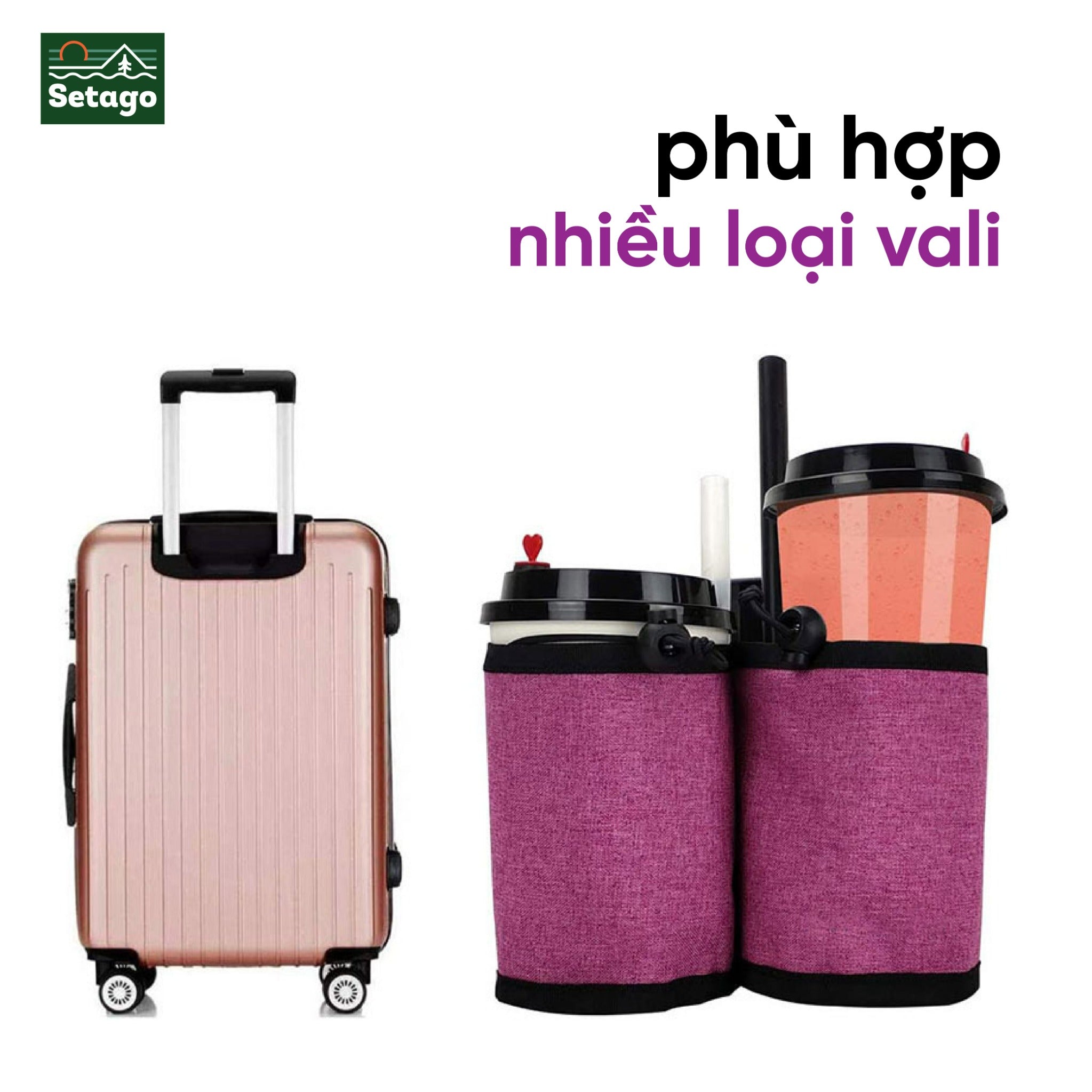 Túi cup holder- túi đựng cốc gắn vali giúp bạn tiện lợi khi di chuyển khi mà có thêm đồ uống.