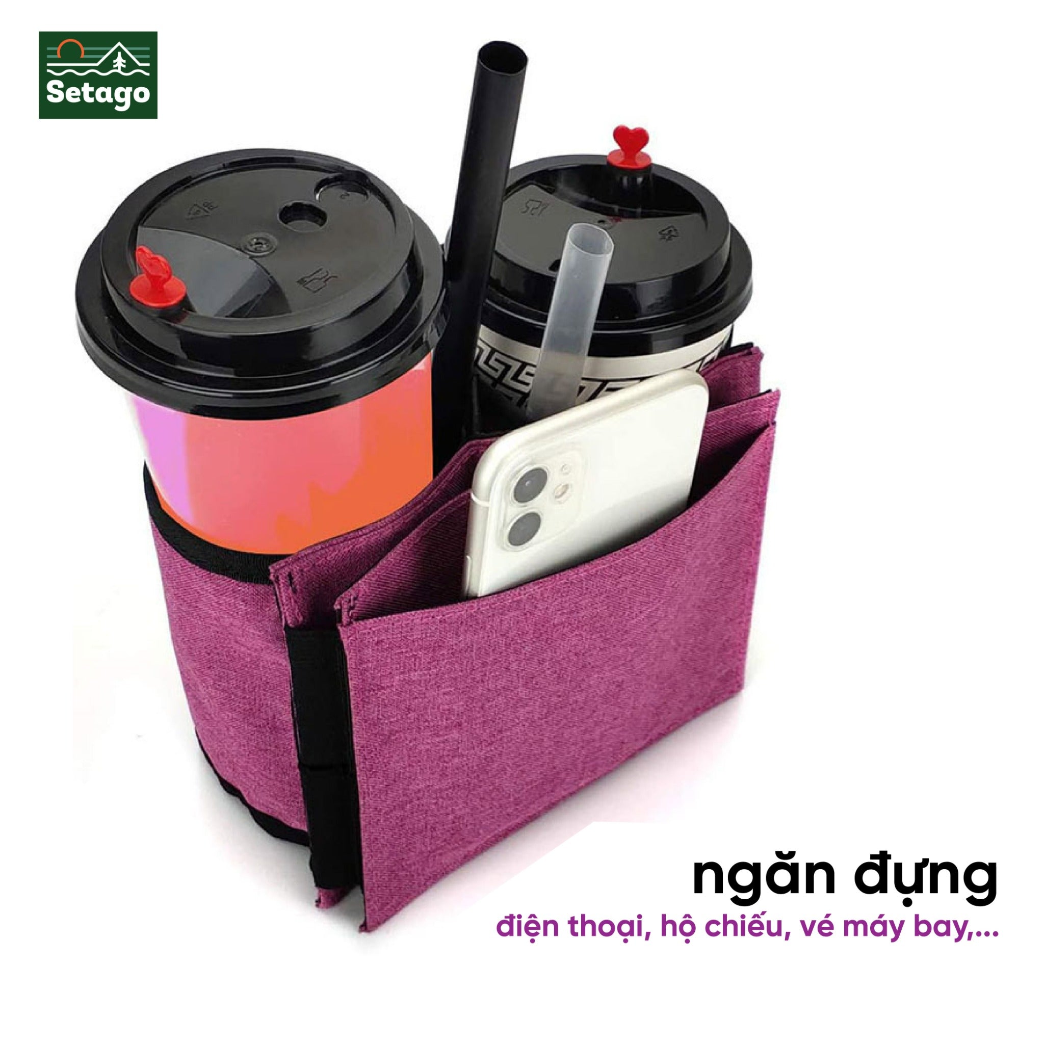 Túi cup holder- túi đựng cốc gắn vali giúp bạn tiện lợi khi di chuyển khi mà có thêm đồ uống.