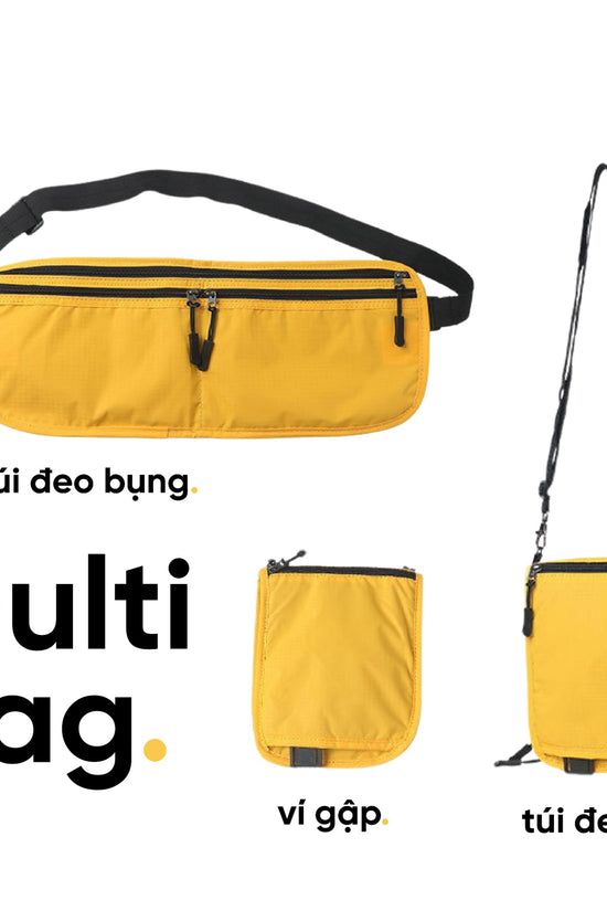 Túi multi bag ba chức năng đeo bụng-ví gập-đeo cổ, phụ kiện túi 3 trong 1 chống nước, gọn nhẹ siêu tiện lợi